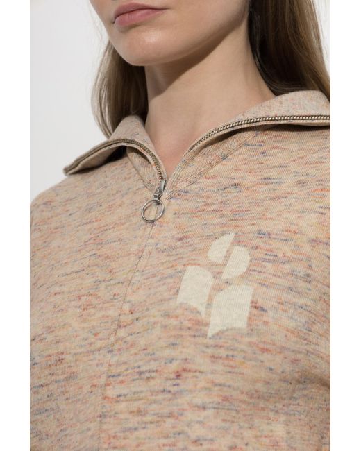 Isabel Marant Natural Koxy Logo-Patch Cardigan