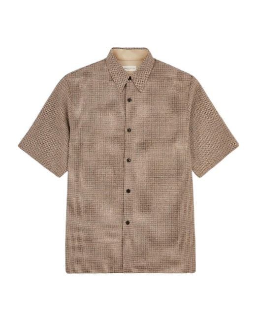 Dries Van Noten Brown Short-Sleeved Checkered Shirt for men