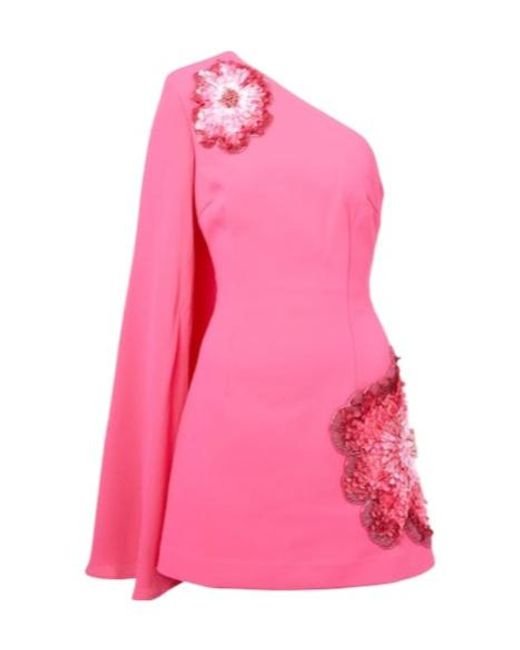 Rebecca Vallance Pink Layana Caped Embellished Minidress