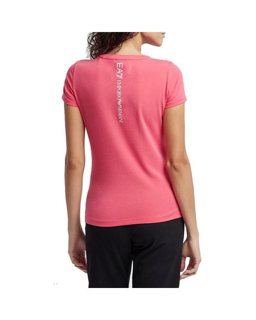 EA7 Pink T-Shirt With Round Neck And Short Sleeves