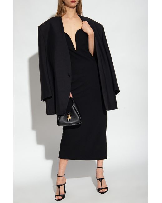Givenchy Black Plunged Slit Neckline Dress