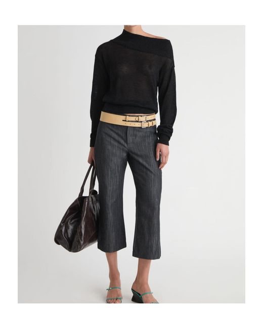 Paloma Wool Black Soto Funnel-Neck Fine-Knit Sweater