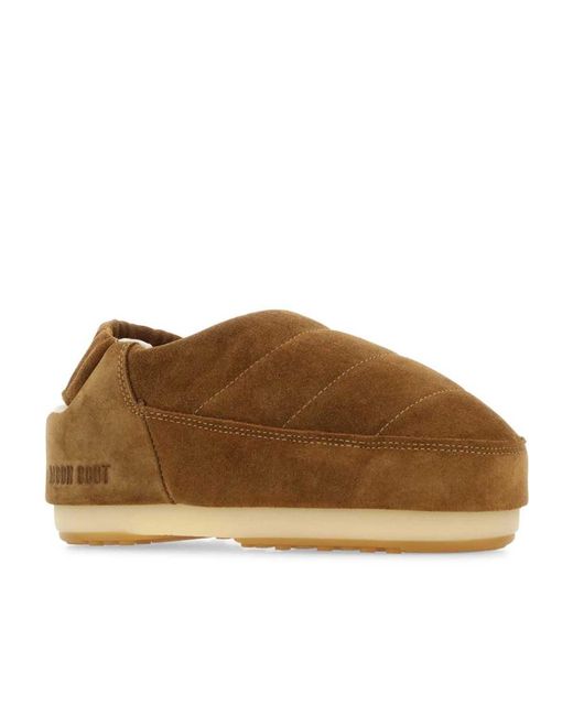 Moon Boot Brown Logo Detailed Slip-On Slippers for men