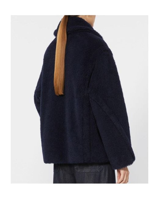 Max Mara Blue Fuggito Button-Up Coat