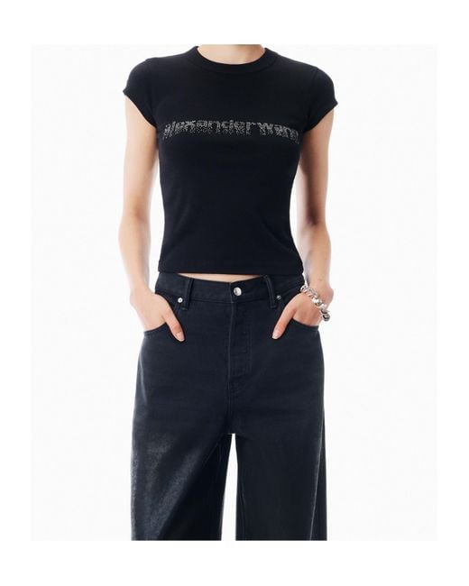 Alexander Wang Black Logo-Embellished Crewneck T-Shirt