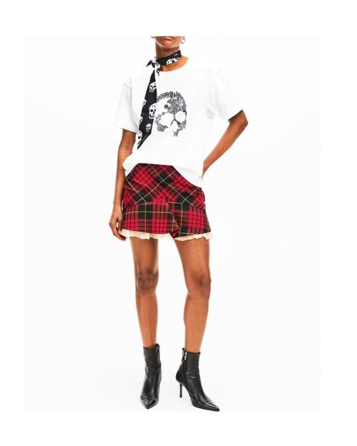 McQueen White Alex Skull Lace T-Shirt