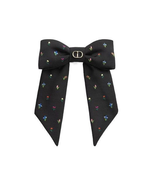 Dior Black Large Revolution Flowers Twist Bow