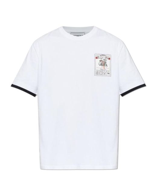 Iceberg White Graphic Printed Crewneck T-Shirt for men