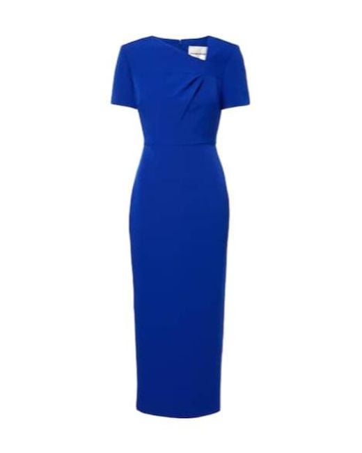 Roland Mouret Blue Draped Crêpe Midi Dress