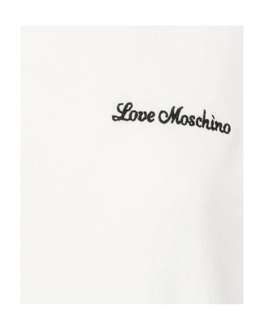 Moschino White Heart-Detail Crew Neck Sweatshirt