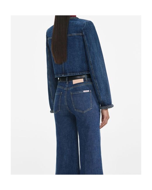 Self-Portrait Blue Braided-Trim Denim Jacket