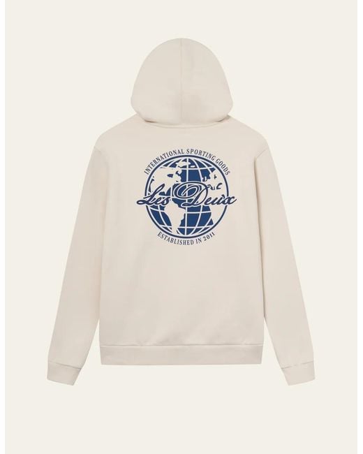Les Deux White Ben Globe Hoodie for men