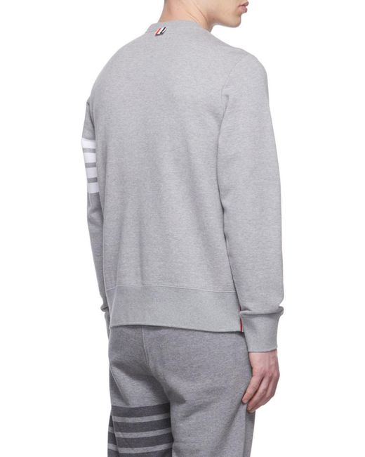 Thom Browne Gray Engineered 4-Bar Crewneck Sweatshirt for men