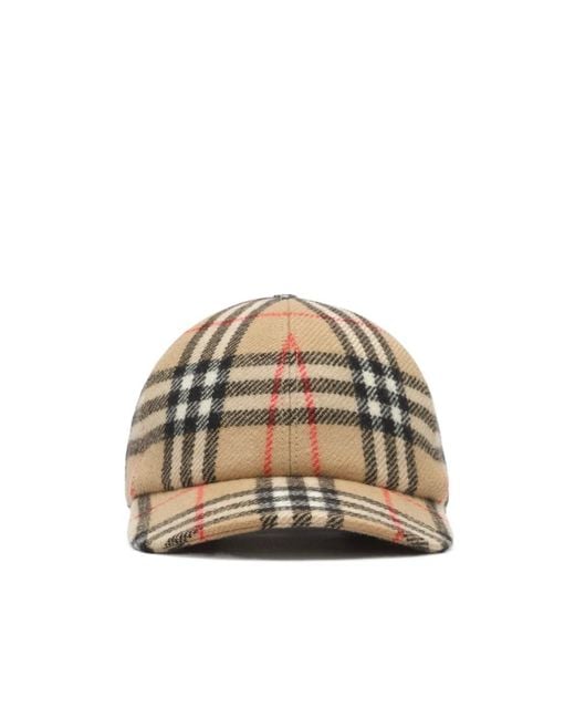 Burberry Multicolor Check Wool Baseball Cap for men