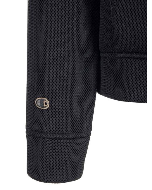 Rick Owens Black X Champion Logo-Embroidered Zipped Mesh Jacket for men