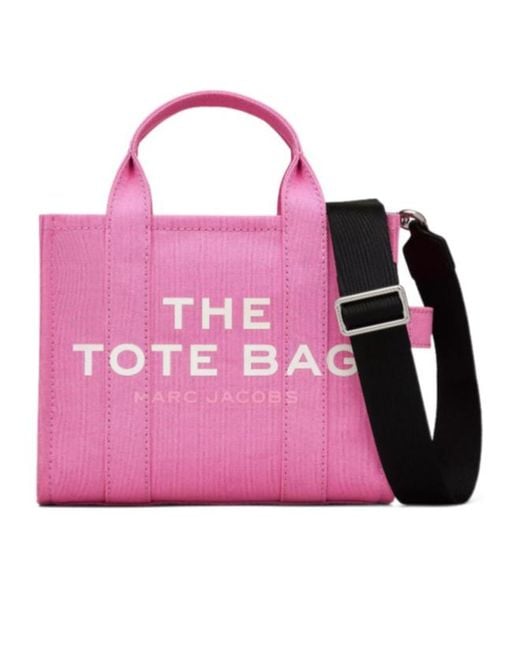 Marc Jacobs Pink Logo Printed Zip-Up Small Tote Bag