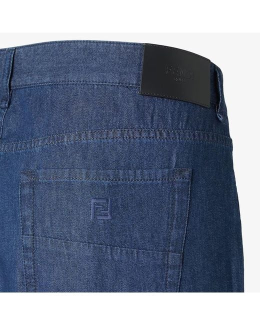 Fendi Blue Chambray Jeans for men