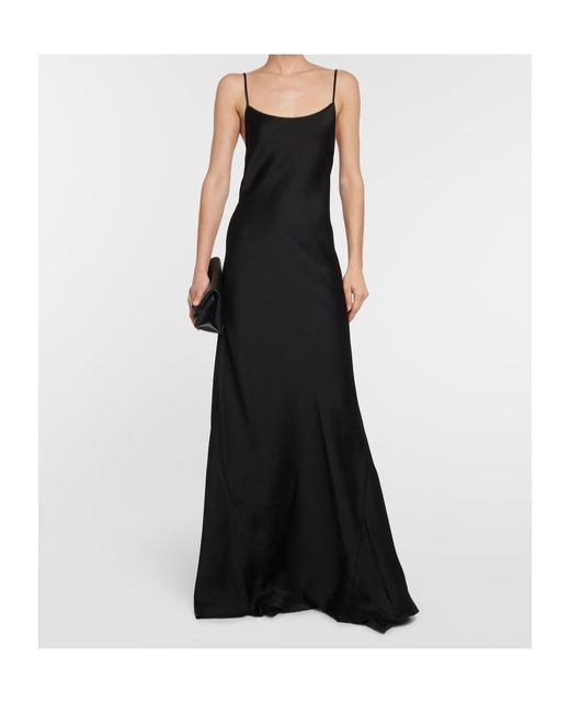 Victoria Beckham Black Satin Slip Dress