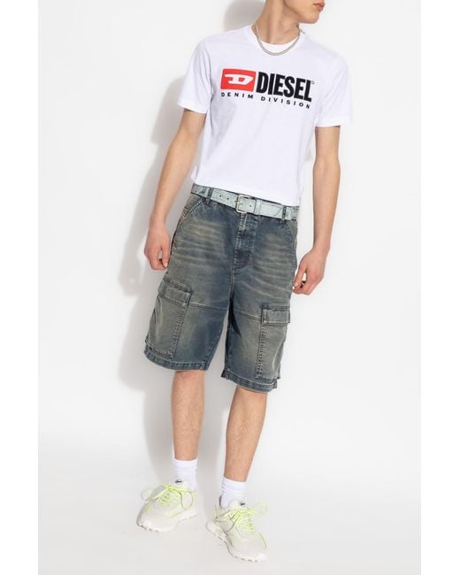 DIESEL Gray Patch-Pockets Denim Shorts for men