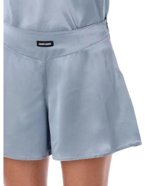 Miu Miu Blue Satin Boxer Shorts