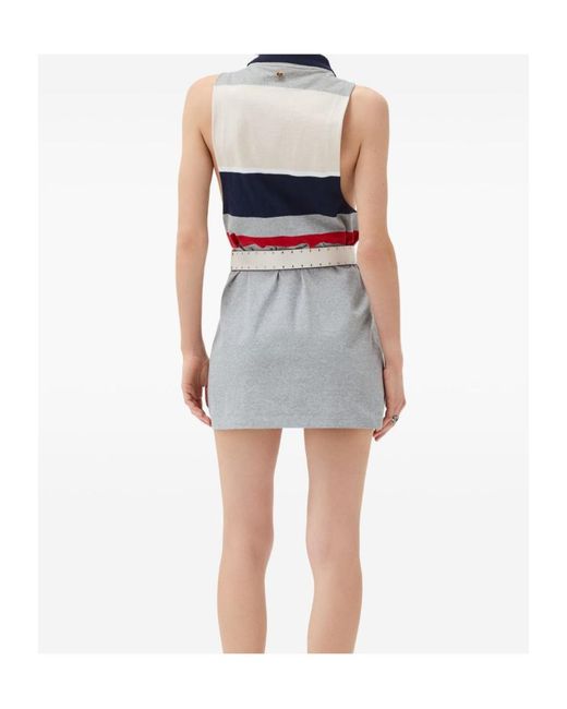 Versace Gray Striped Cotton-Jersey Mini Dress