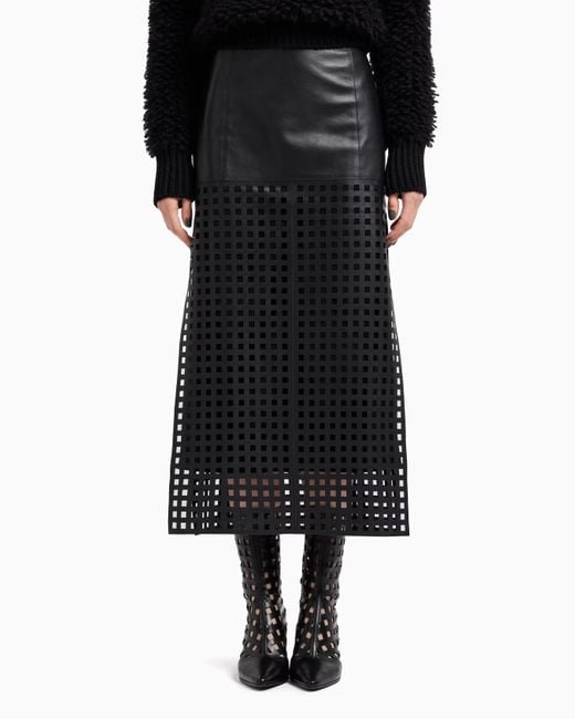 Emporio Armani Black Polygon Capsule Collection Midi Skirt