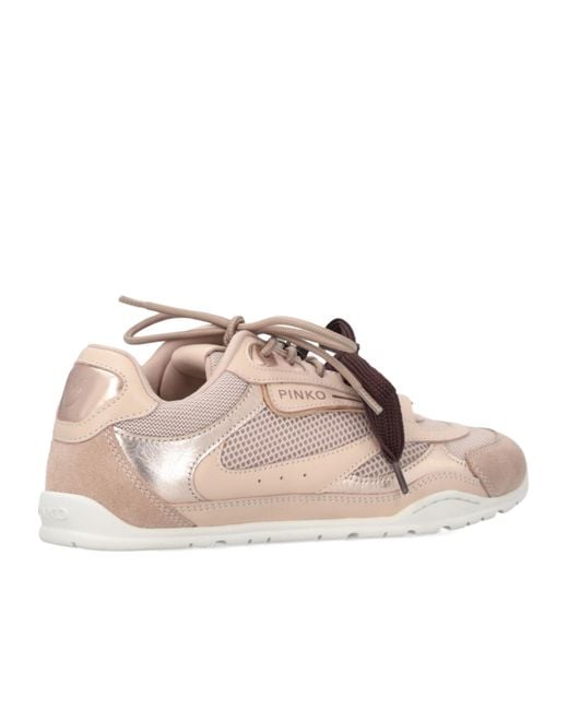 Pinko Pink Logo Detailed Lace-Up Sneakers