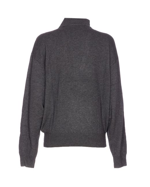 Isabel Marant Gray High-Neck Button Detailed Jumper