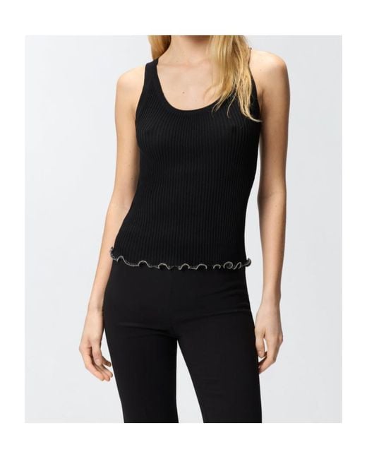 Pinko Black Ribbed Vest Top