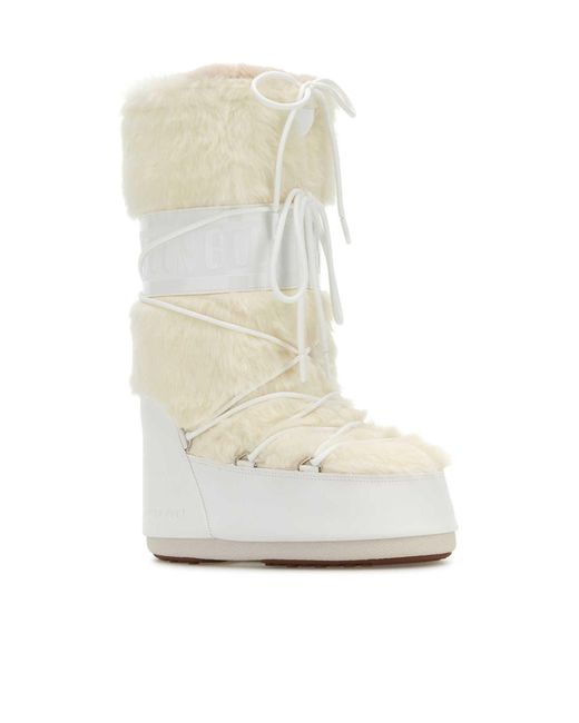 Moon Boot White Icon Faux-Fur Lace-Up Snow Boots for men