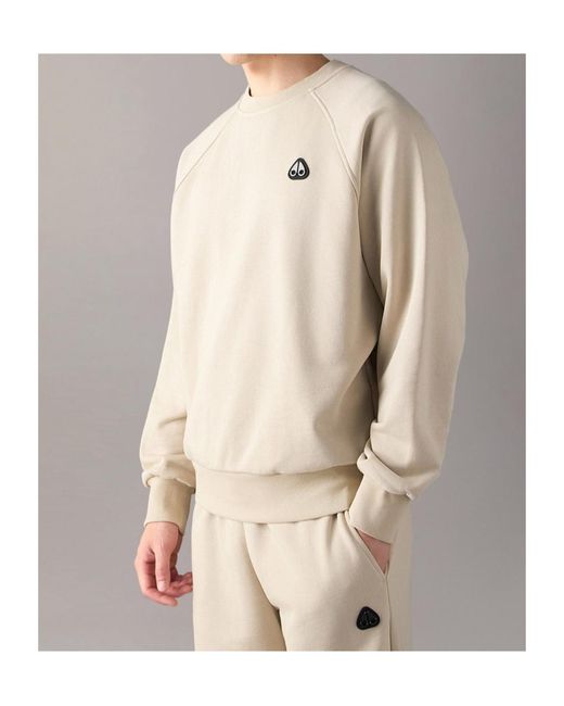 Moose Knuckles Natural Yul Logo Crewneck Sweatshirt for men