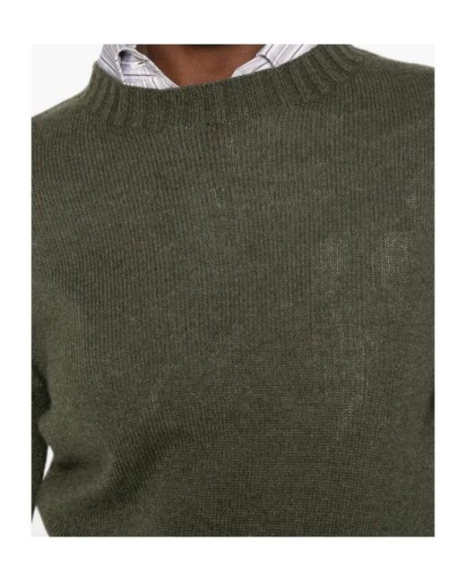 Aragona Green Long-Sleeve Ribbed-Trim Sweater