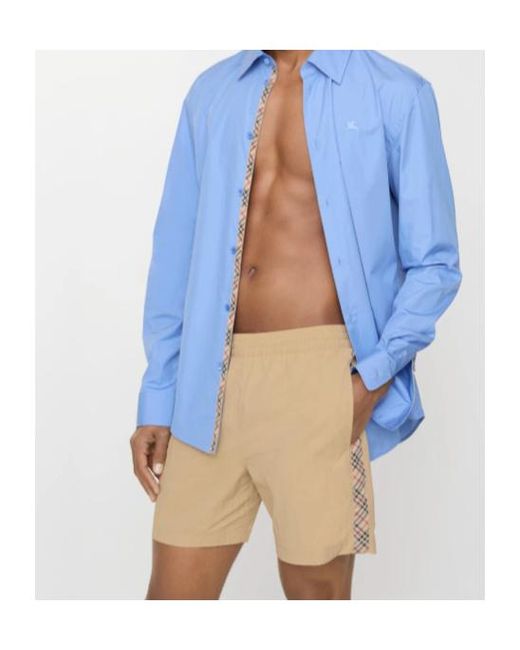 Burberry Natural Check-Stripe Swim Shorts for men