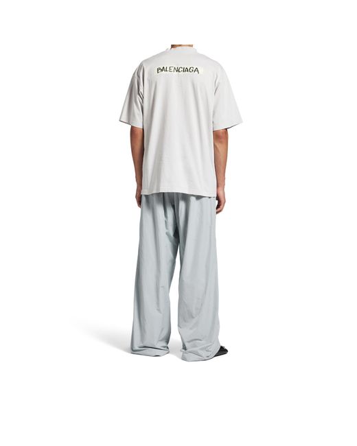 Balenciaga White Logo Printed Crewneck T-Shirt for men