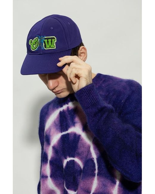 Off-White c/o Virgil Abloh Blue Logo Flocked Baseball Cap for men