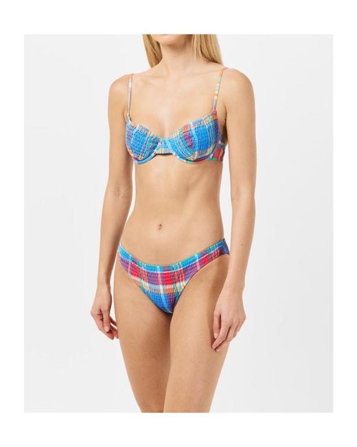 Polo Ralph Lauren Blue Pleated Printed Bikini Top