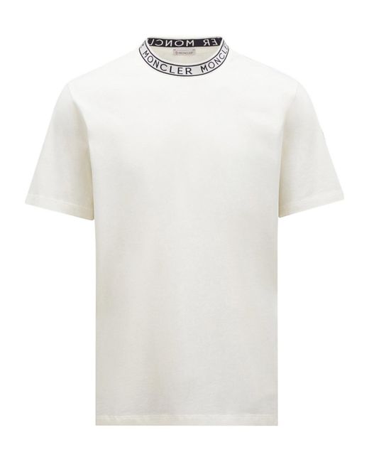 Moncler White Logo-Trimmed Crewneck T-Shirt for men