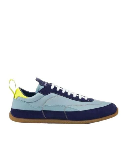 McQueen Blue Ec1 Panelled Suede-Trim Sneakers for men