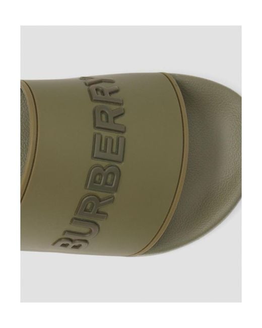 Burberry Green Logo Detail Two-Tone Slides for men