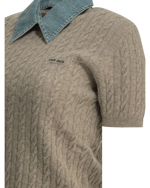 Miu Miu Gray Wool And Cashmere Knit Sweater