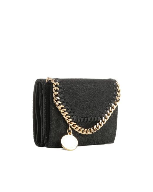 Stella McCartney Black Falabella Chain Trifold Wallet