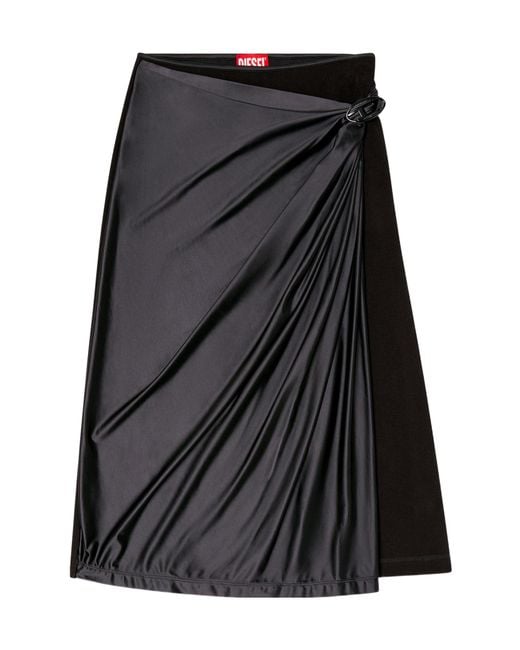 DIESEL Black O-Silv Draped Midi Skirt