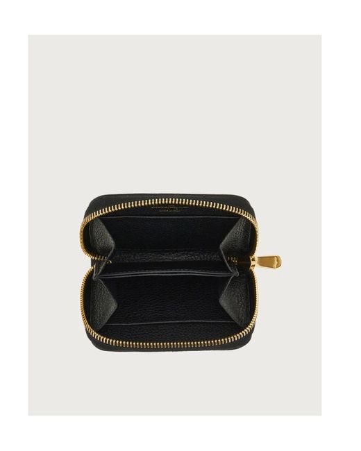 Ferragamo Black Ferragamo Gancini Zipped Card Holder