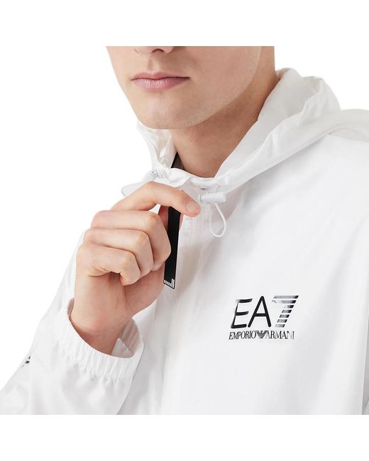 EA7 White Logo-Print Tracksuit for men