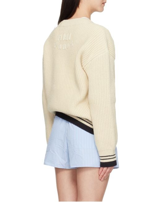 AMI Natural Long-Sleeved V-Neck Jumper for men