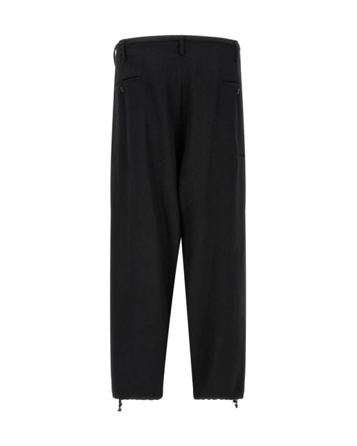 Yohji Yamamoto Black New Standard Wallet Asymmetric-Closure Trousers for men
