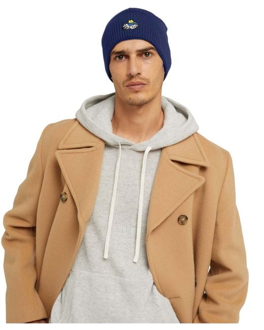 MSGM Blue Logo-Patch Pull-On Beanie for men
