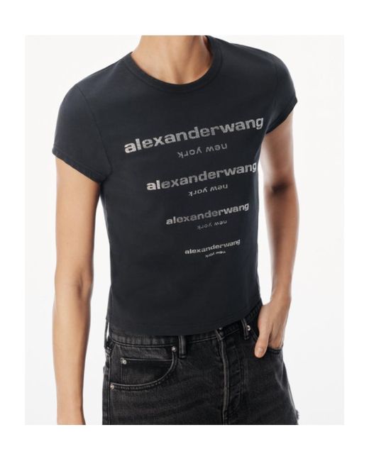 Alexander Wang Black Logo Embellished Crewneck T-Shirt