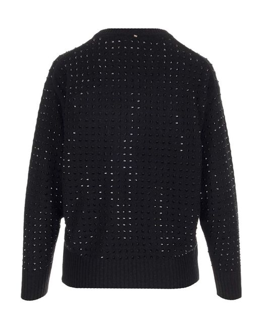 Sportmax Blue Embellished V-Neck Jumper