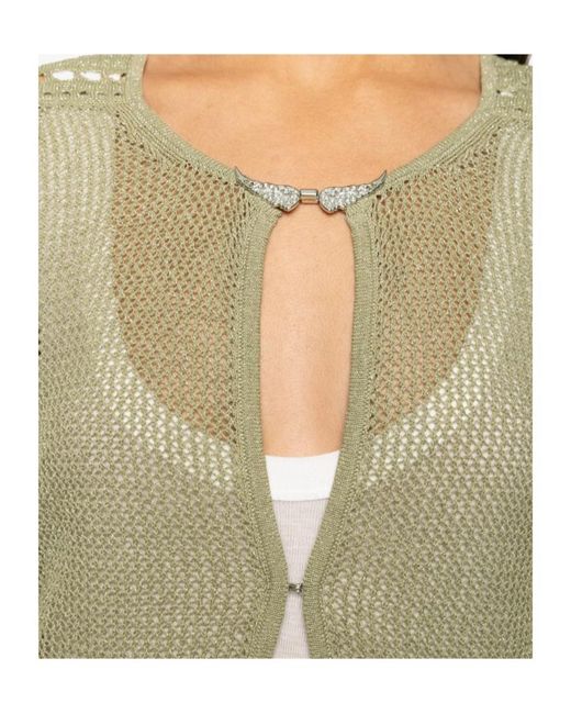 Zadig & Voltaire Green Saya Open-Knit Cardigan